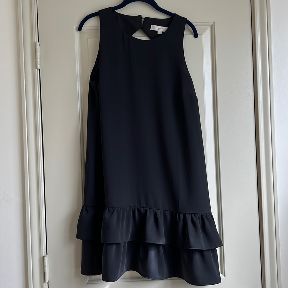 Loft Black Ruffle Hem Dress